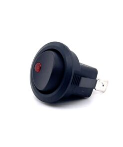 Rocker Switch + LED (12V DC / 20A) (SPST) (Round)