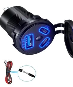 DC Power Socket QC 3.0 + Dual Type C PD (12V/24V DC 10A)