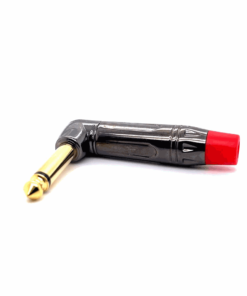 6.35mm Mono Male Angle Connector (10mm OD) (Gun Nickel Red)