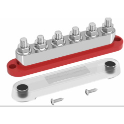 Bus Bar + Cover (6 x M10) (48V DC / 300V AC / 600A) (Red)