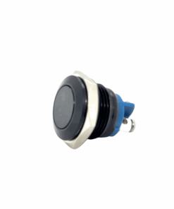 Metal Flat Head Push To Make Switch (250V / 3A) (Black)